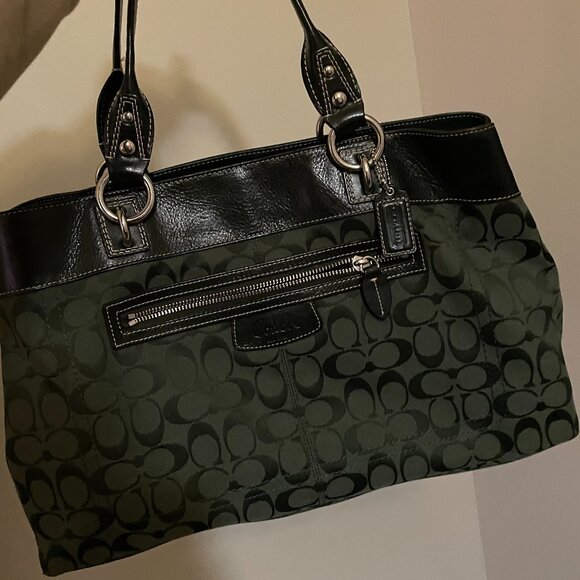 Coach Penelope Signature Large Tote F15534 in Forest Green - Picture 1 of 5